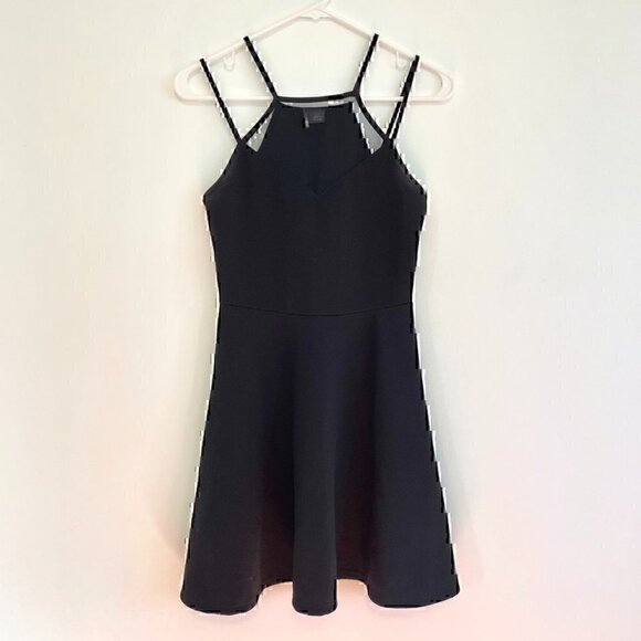 SPARKLE FADE URBAN OUTFITTERS UO Mesh Panel High Neck Skater Dress Black Mini S - Picture 2 of 12